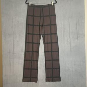 Masai Copenhagen Pants Womens Large Windowpane Stretch Pull On Modern Trousers